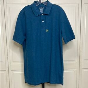 L.L. Bean Men’s Blue Short Sleeve Polo 1/4 Button Up Shirt Size M Tall